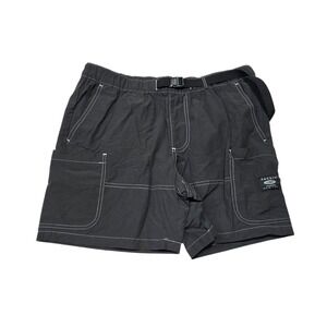 PacSun Volley Shorts Mens M Black Belted Contrast Stitch Cargo Utility‎ Gorpcore
